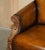 Pair of Antique Heavily Carved Hand Dyed Brown Leather Throne Armchairs For Sale - Image 17 of 18