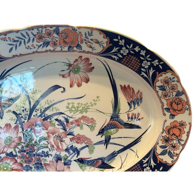 Vintage Japanese Bird of Paradise Imari Style Serving Platter For Sale In Miami - Image 6 of 9