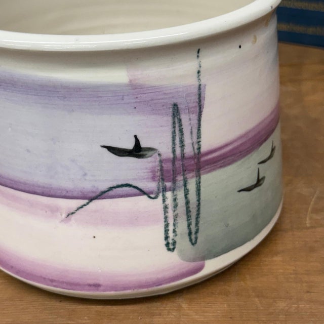 Hand-Painted Lavender Ceramic Bowl with Gradient Brushwork For Sale - Image 9 of 9