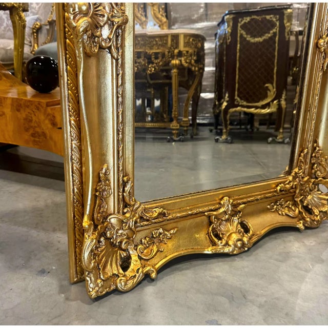 French Baroque Wall Mirror – Ornate Gold Leaf Frame For Sale In Miami - Image 6 of 6
