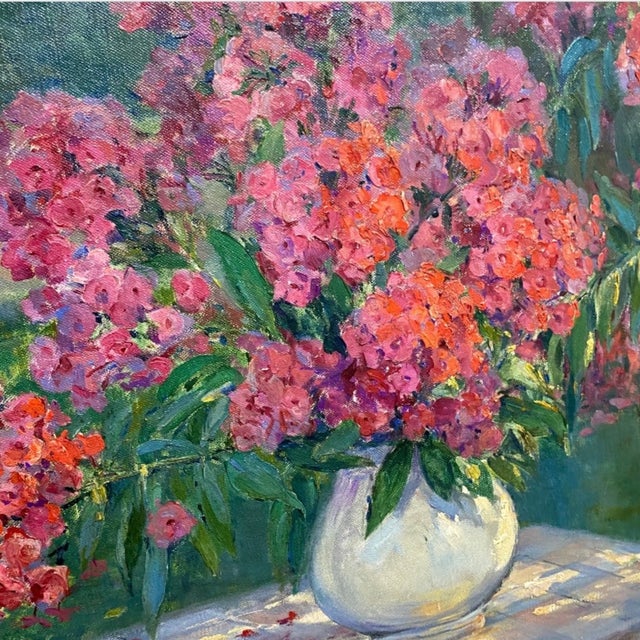 Mid 20th Century Jeanne Lauvernay‑Petitjean French Impressionist Oil on Canvas “Still Life With Flowers” – Signed For Sale - Image 5 of 6