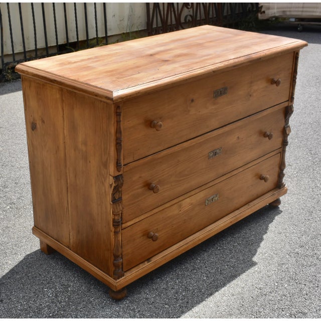 Rustic European Pine Chest of Three Drawers, Hungary. For Sale - Image 3 of 15