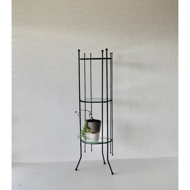Vintage Black Painted Metal Glass Three Tier Narrow Etagere Mid Century For Sale - Image 18 of 18