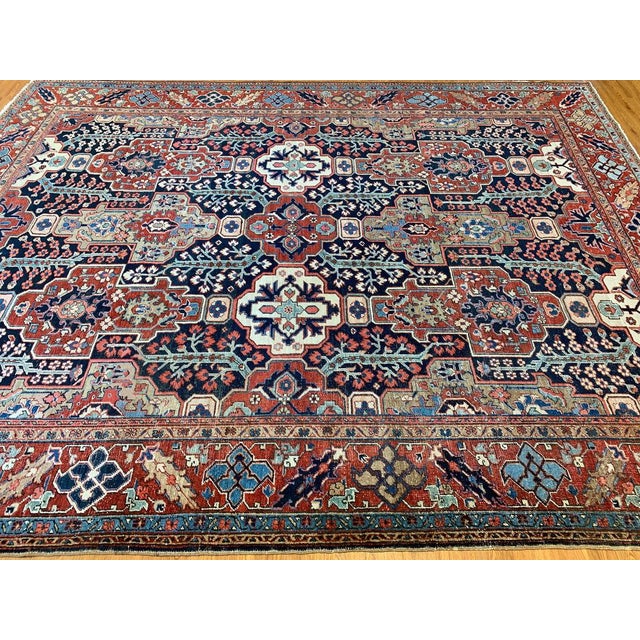 Antique Persian Heriz DREAM in Rare Lattice Design Rug 9.2 x 11.6 For Sale In Milwaukee - Image 6 of 11