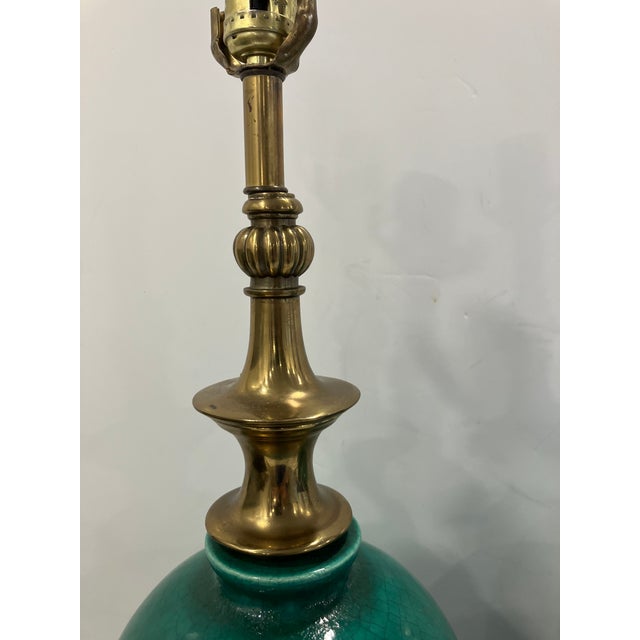 Bottle Green 1980s Overscale Midcentury Lamps - a Pair For Sale - Image 8 of 11