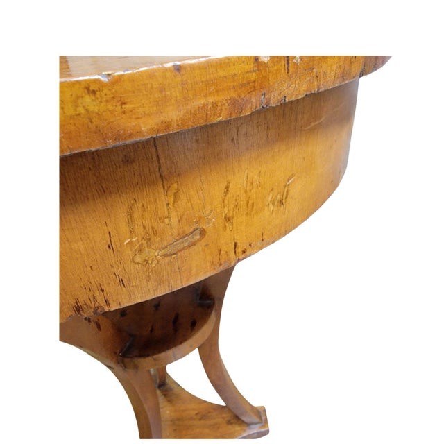 Biedermeier Mid 20th Century A Birchwood Biedermeier Style Occasional Table With a Single Drawer For Sale - Image 3 of 12