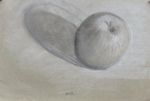 "Apple With Its Shadow" Contemporary Expressionist Still Life Drawing by Martha Holden