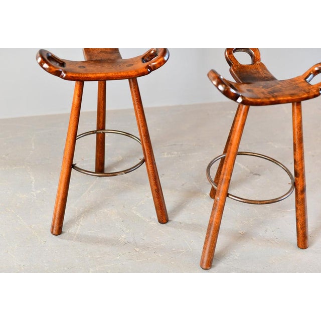 Mid-Century Modern Brutalist Marbella Bar Stools by Sergio Rodrigues, 1970s, Set of 2 For Sale - Image 6 of 12