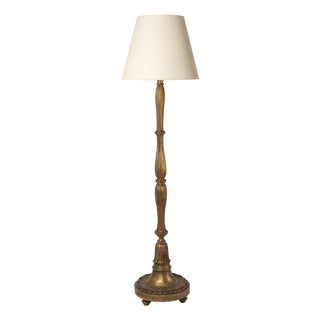 French Gilt Wooden Floor Lamp in the Style of Paul Follot, 1940 For Sale