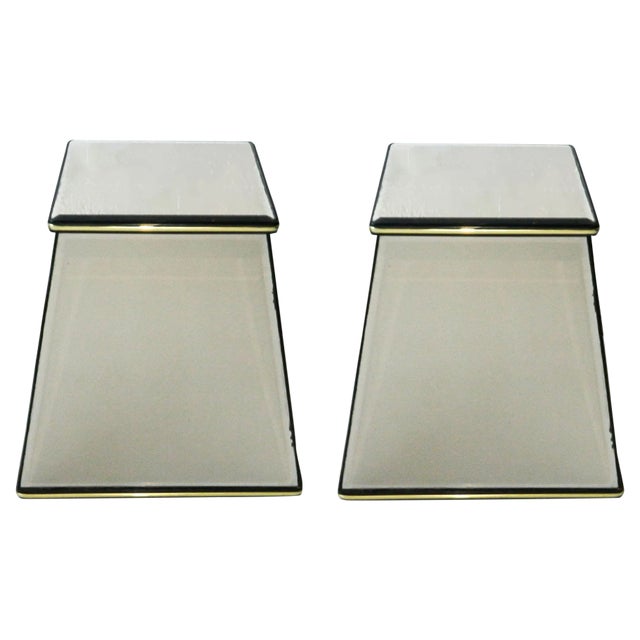 Italian Vintage Mirrored Pedestals - a Pair For Sale
