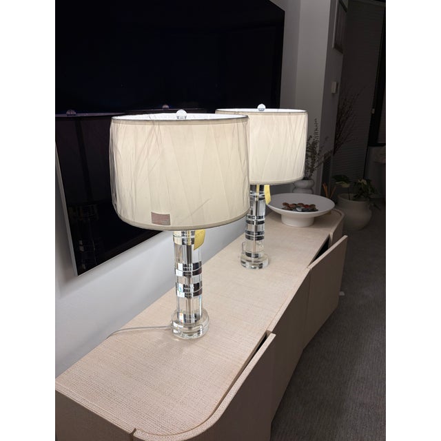 Ralph Lauren Farrah Crystal Column Table Lamps - A Pair For Sale - Image 13 of 15