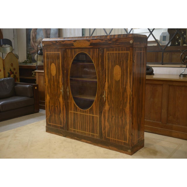 Brown Neo-Classical Art Deco Wardrobe in Ebony Veneer, 1930s For Sale - Image 8 of 15