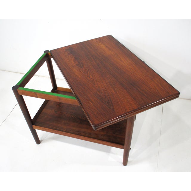 Grete Jalk Rosewood Swivel Top Side Table or Coffee Table by Poul Jeppesens Denmark For Sale In Cincinnati - Image 6 of 12