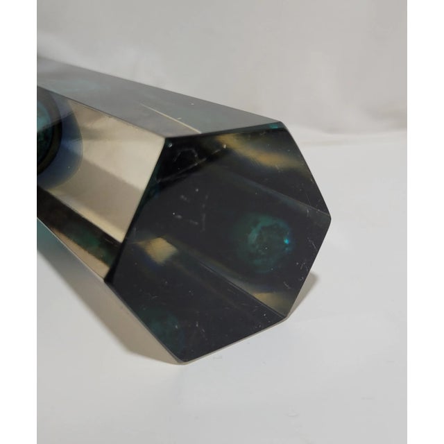 Vintage Murano Sommerso Blue Hexagonal Glass Vase For Sale - Image 10 of 12