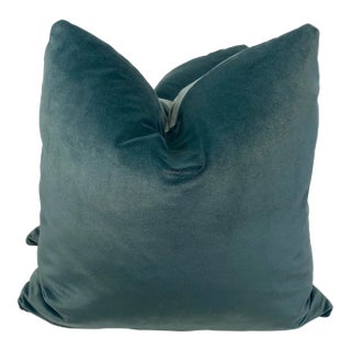 Cowtan & Tout “Biltmore Velvet” in Teal 22” Pillows-A Pair For Sale