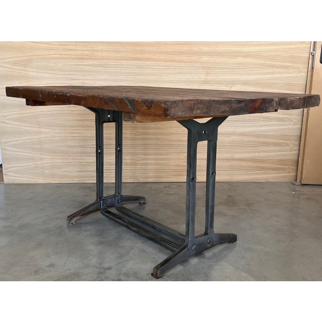 French Solid Cast Iron French Work Table With Wood Top For Sale - Image 6 of 12