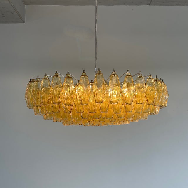 Large Round Polyhedron Glass Pendant Light by Carlo Scarpa for Vetri Murano, 1990s For Sale - Image 4 of 9