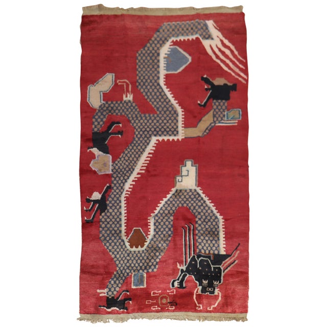 Red Dragon Chinese Vintage Rug - 4' x 7' For Sale - Image 15 of 18