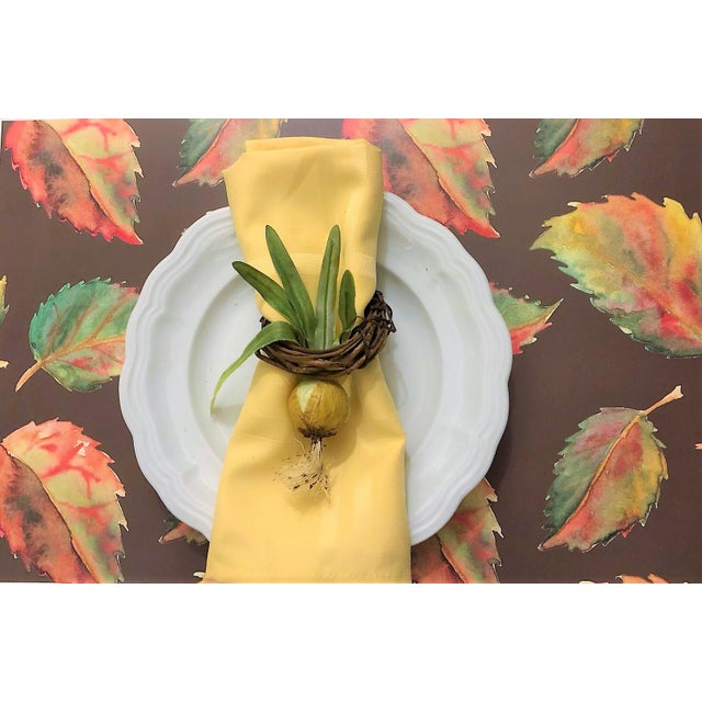Autumn Leaves Paper Placemat Pad 30 Heavy Weight 12" x 18" Reusable Sheets Attractively Shrink Wrapped with Labeling on...