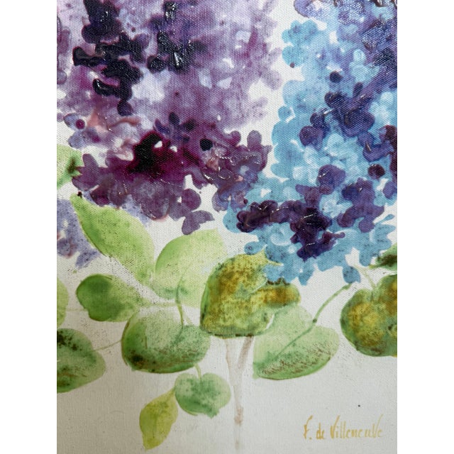 Mid-Century Vintage "Violets" Signed Fabrice De Villeneuve Original Lithograph For Sale - Image 12 of 12