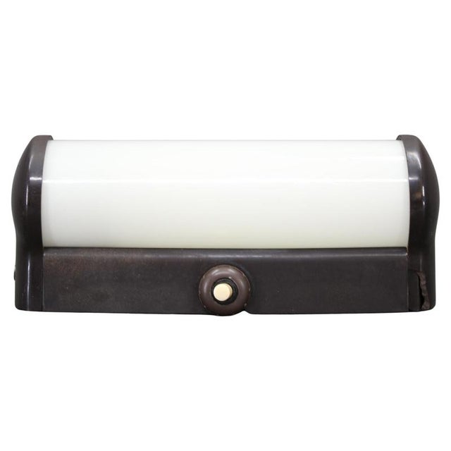 Art Deco Bakelite Tubular Wall Light with Milk Glass, Czechoslovakia, 1940s For Sale - Image 13 of 13