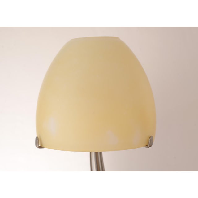 Silver Vintage Postmodern Memphis Brushed Metal & Glass Table Lamp For Sale - Image 8 of 9