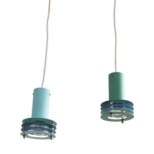 Minimalist Small Danish Pendant Lights by Lyfa, Denmark, 1970s, Set of 2 For Sale