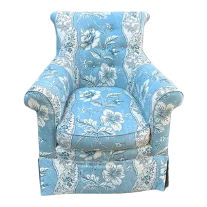 Vintage Blue Floral Stripe Club Chair