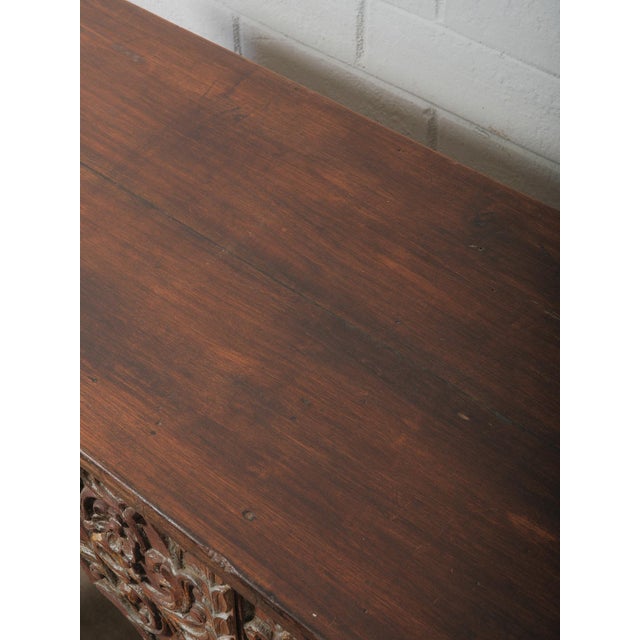 Vintage Carved Wooden Console With Architectural Arches For Sale In Greensboro - Image 6 of 7