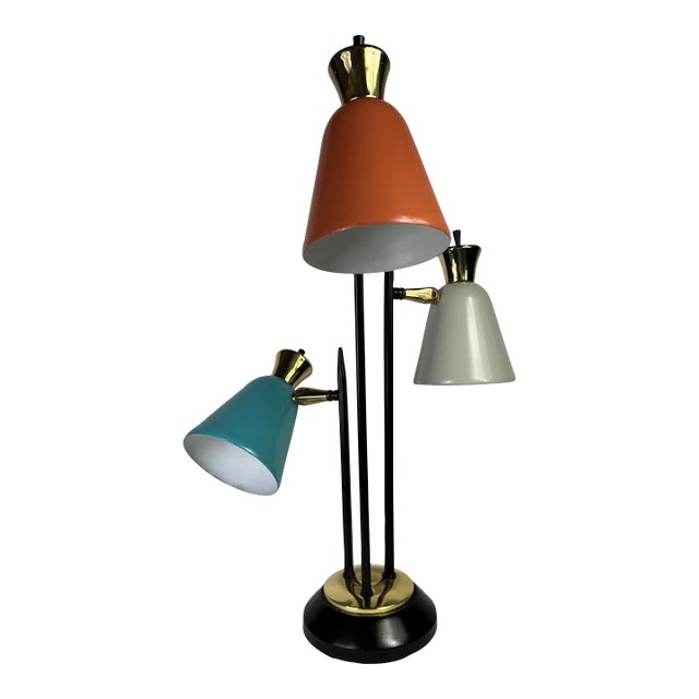 1950's French 3 Arm Table Lamp For Sale
