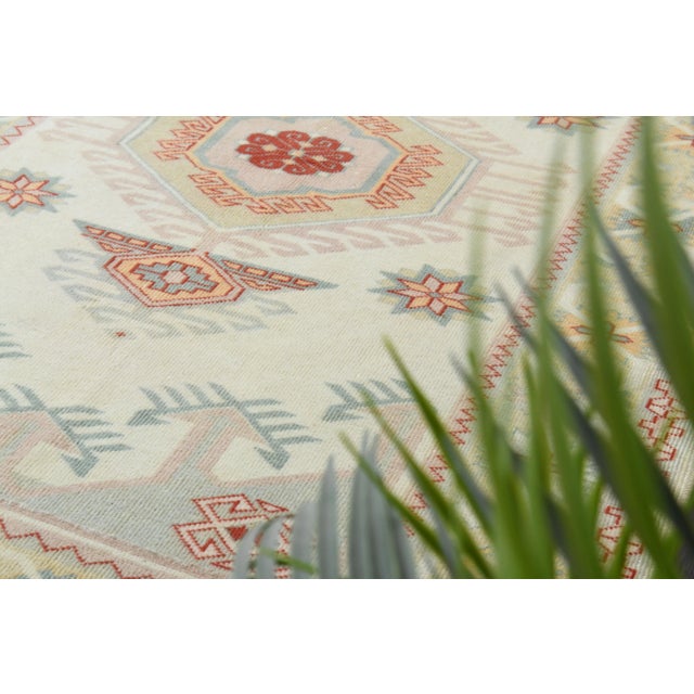 Beige 1970s Vintage Turkish Oushak Handmade Wool Cotton Beige Area Rug For Sale - Image 8 of 12