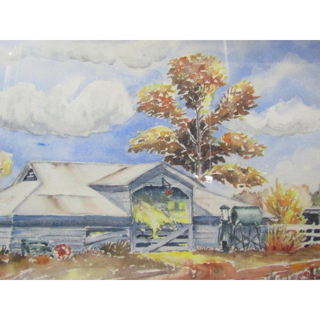 Vintage Watercolor Painting Old Country House/Barn by Norman (1963) For Sale In Austin - Image 6 of 9