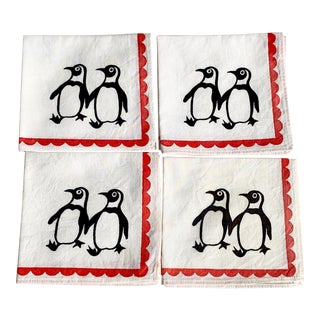 Vintage Penguin Cocktail Napkins- Set of 4 For Sale
