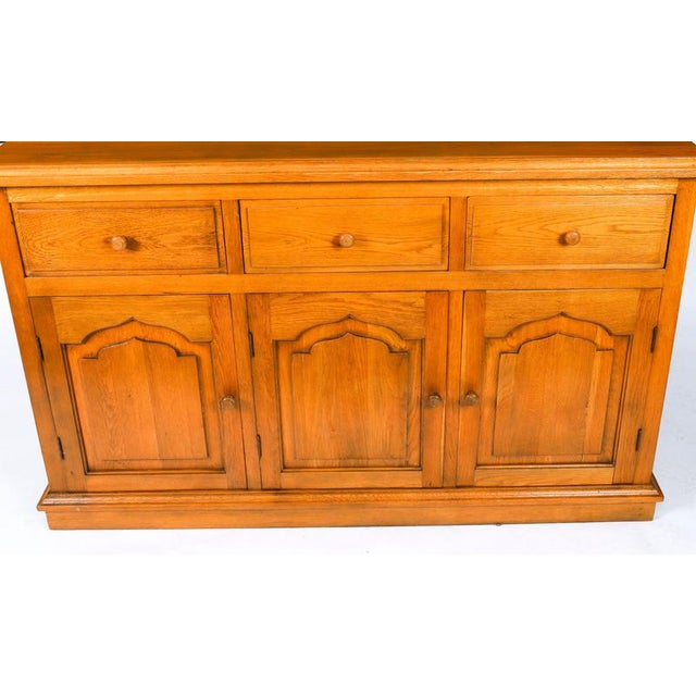 Wood Vintage Oak Panelled Three Door Sideboard For Sale - Image 7 of 16