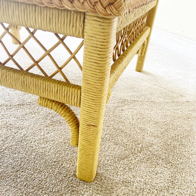 Boho Chic Wicker and Rattan Coffee Table With Glass Top by Henry Link