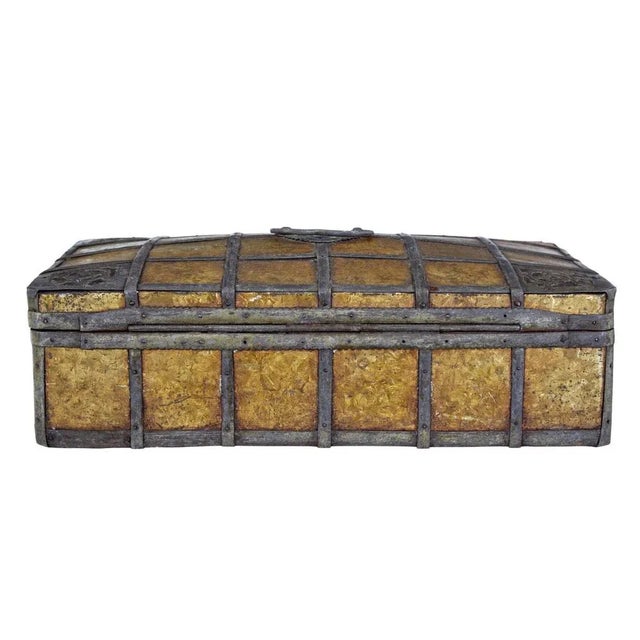 Khaki Late 18th Century Scandinavian Metal Bound Box For Sale - Image 8 of 11