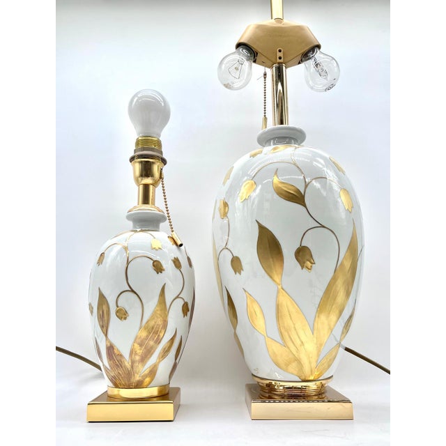 Table Lamps in Porcelain and 24kt Gold by Mangani Florenz for Oggetti, Italy, 1970s, Set of 2 For Sale - Image 11 of 16