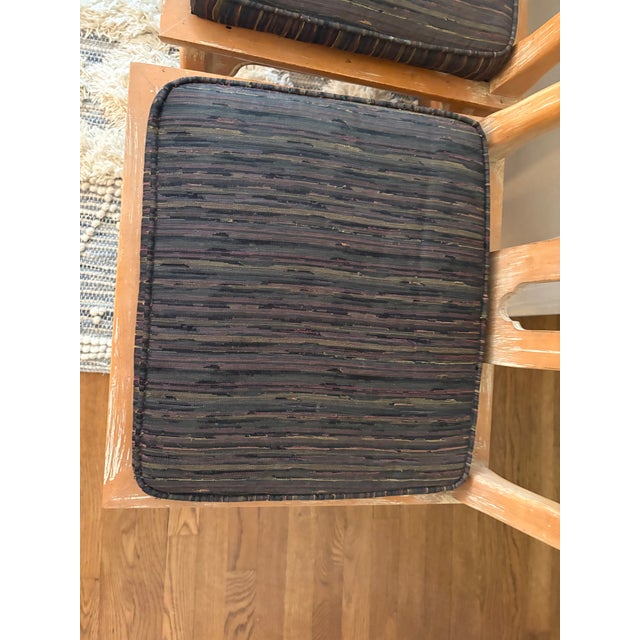 1980s Set of 6 Baker Furniture Chinese Yoke-Back Chairs- 2 Armchairs + 4 Side Chairs, Scrubbed White/ Distressed Finish, 1984 For Sale - Image 5 of 7