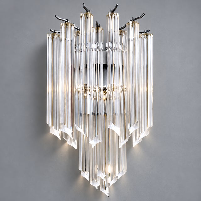 Vintage Wall Lamp with Clear Murano Glass Prisms, 1960s For Sale - Image 15 of 15