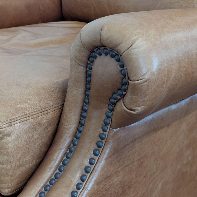 Pottery Barn Brown Leather Recliner Lounge Chair For Sale - Image 9 of 9