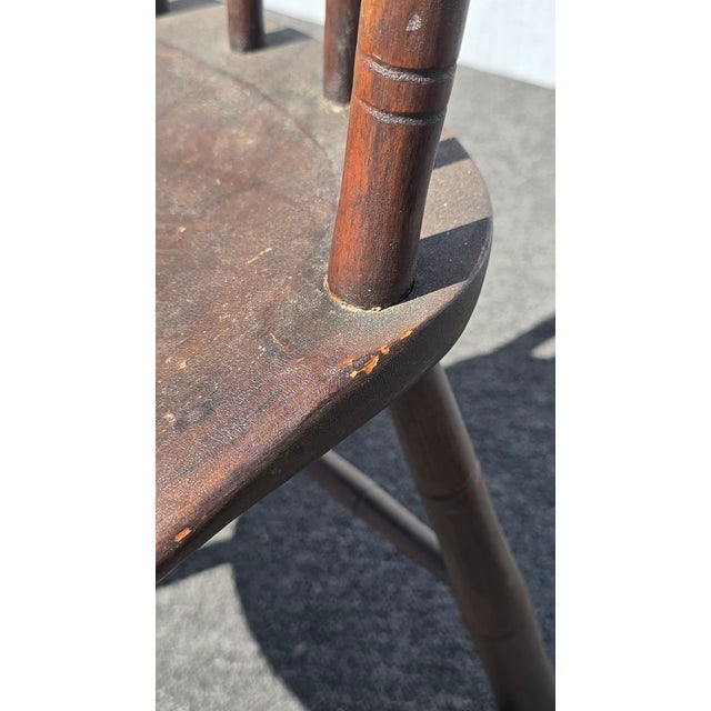 Antique Arrow Back Windsor Brown Childs Side Chair ~ French Country 1of2 For Sale - Image 14 of 18