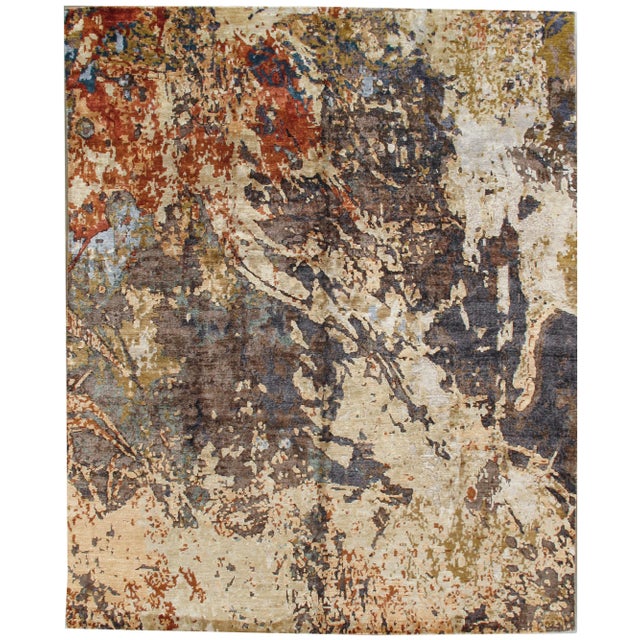 Contemporary Silky Style Hand Woven Rug 7'10 X 9'9 For Sale In New York - Image 6 of 6