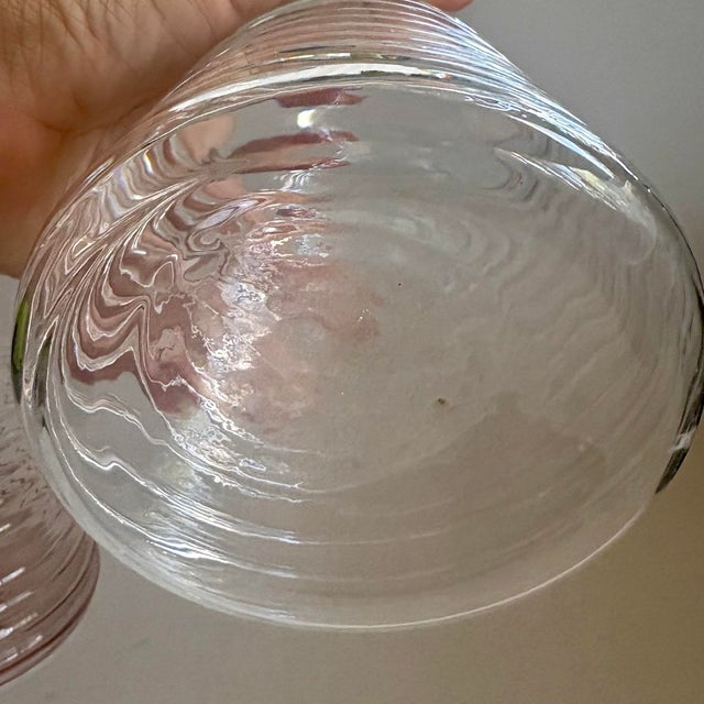 Vintage Italian Clear Glass Decanter by Profiles – Ribbed Minimalist Barware For Sale - Image 4 of 7