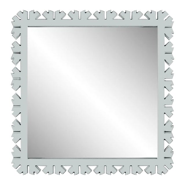 Fleur Home Audubon Bamboo Sticks Square Mirror in Pelican Gray, 35.5x35.5 For Sale