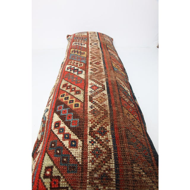 Red Authentic Tribal Antique Caucasian Lumbar Rug Pillow Cover -16'' X 47'' For Sale - Image 8 of 10