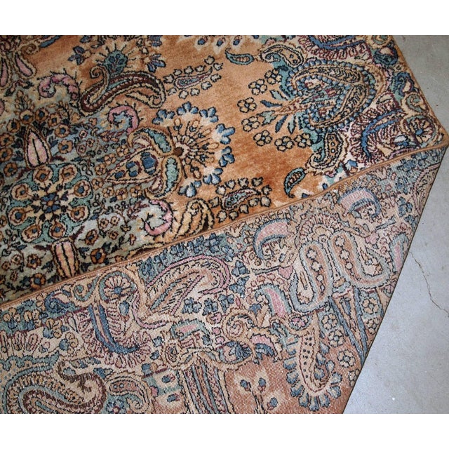 Sky Blue 1920s, Handmade Antique Persian Kerman Rug 4.1' X 6.10' For Sale - Image 8 of 8