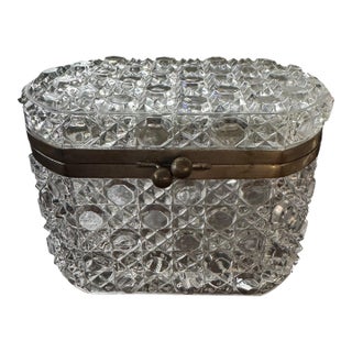 French Baccarat Style Casket Box With Silver Metal Trim For Sale