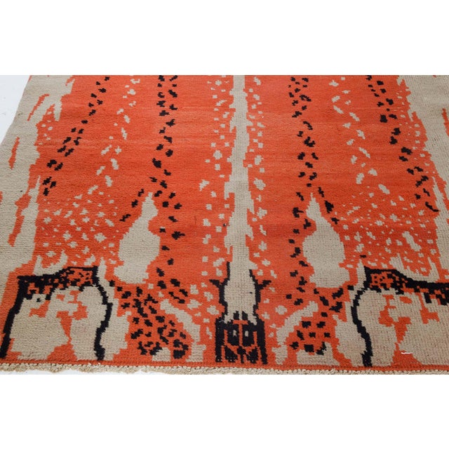 Vintage French Art Deco Rug Size: 4'7" × 7'0" (139 × 213 cm) A striking example of post-war modernism in textile art, this...
