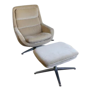 1970s Scandinavian Orveman Modern Lounge Chair With Footstool - Set