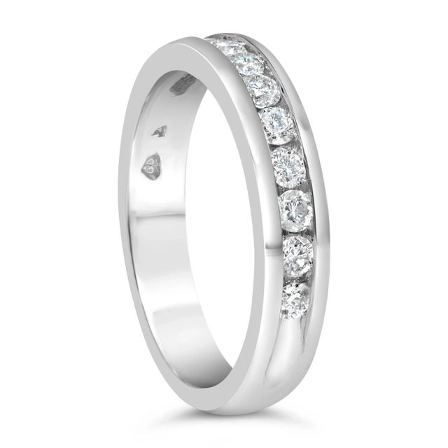 Haus of Brilliance IGI Certified 1/2 Cttw Round Brilliant Cut Diamond 18K White Gold Channel Set Eternity Style Wedding Band Ring - Size 6-1/2 For Sale - Image 4 of 7